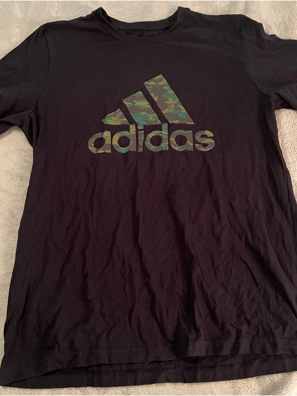 adidas Black Short-Sleeve Tee with Camo Logo